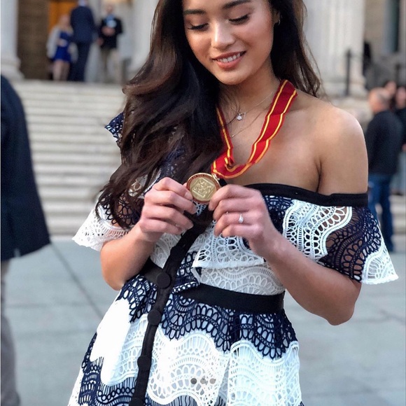 Self Portrait off shoulder asymmetrical mini dress. - Picture 2 of 7